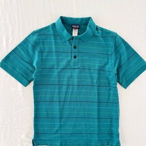 NWT New Patagonia Men’s Size XS Teal Striped Polo Shirt Organic Cotton